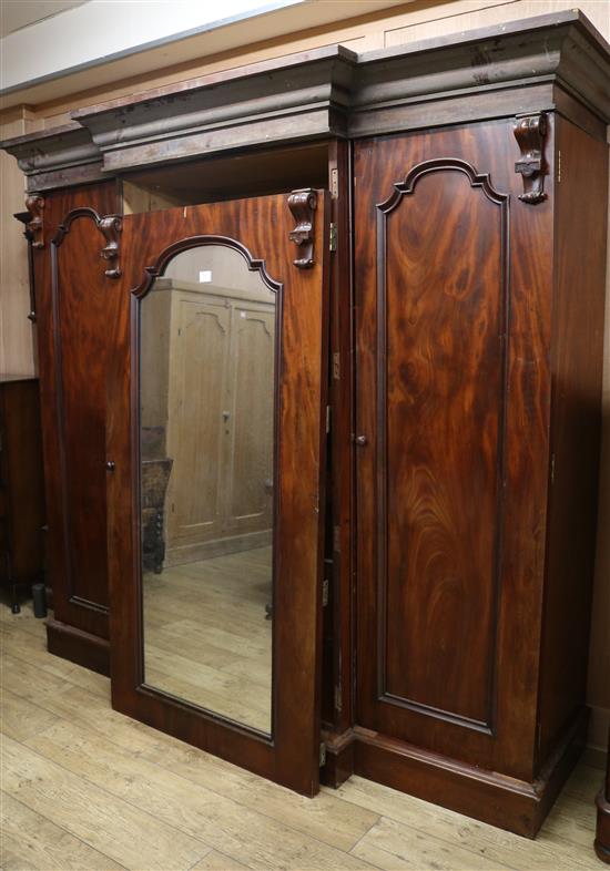 A Victorian mahogany wardrobe, W.225cm